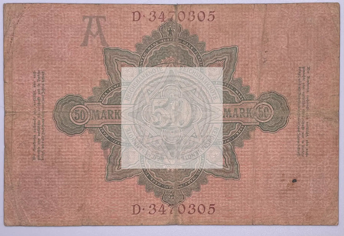 GERMANY 1910 50 MARK P-41, Used From Lot World Banknote - Cool Coins & Notes