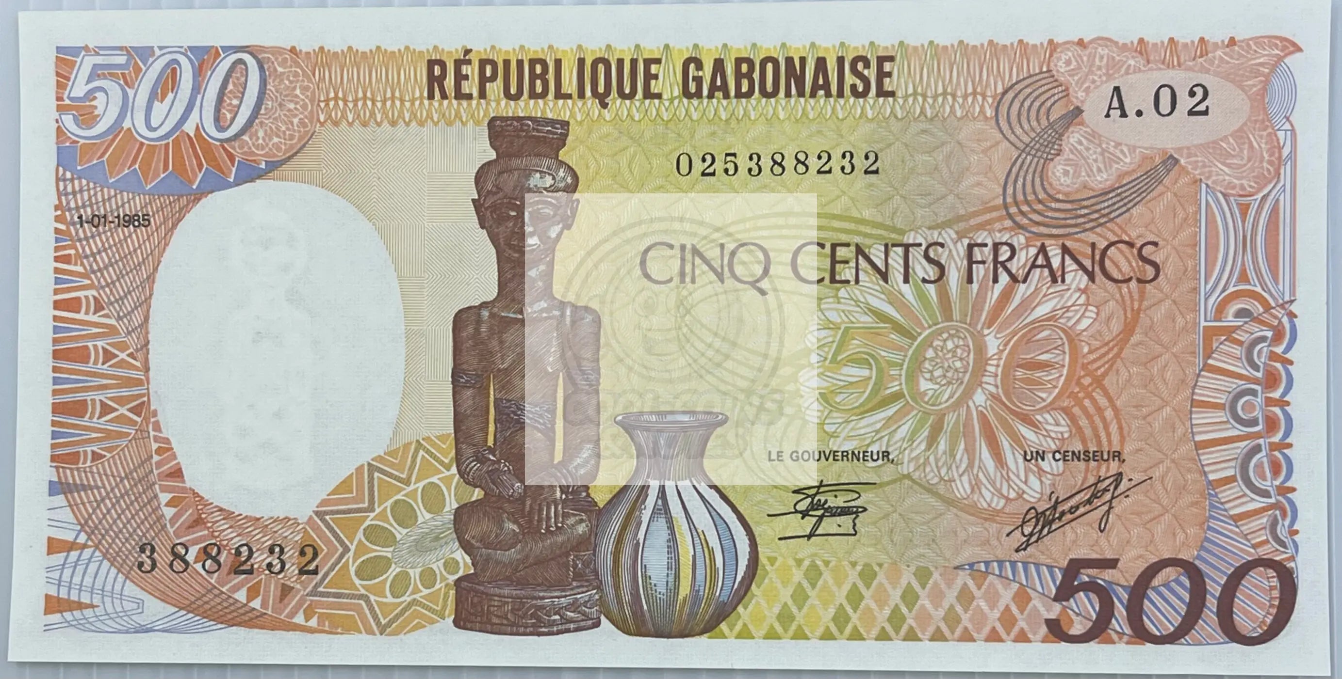 Gabon 1985 500 Francs P-8 UNC World Banknote Currency - Cool Coins & Notes