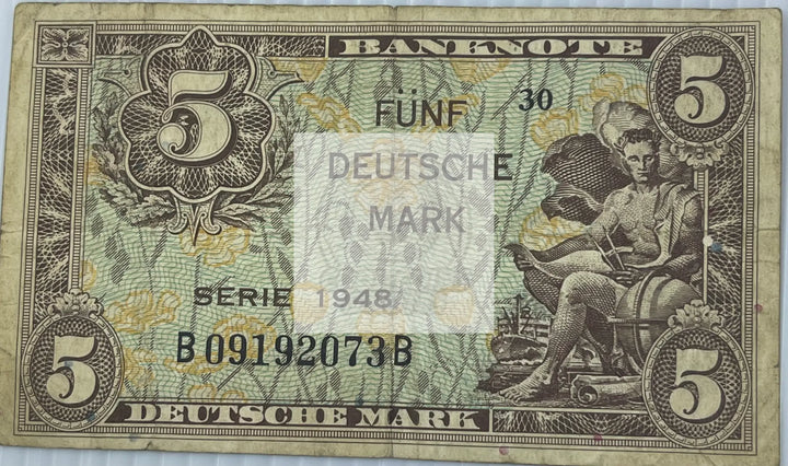 German Federal Republic 1948 5 Mark P-4a $35 - Cool Coins & Notes