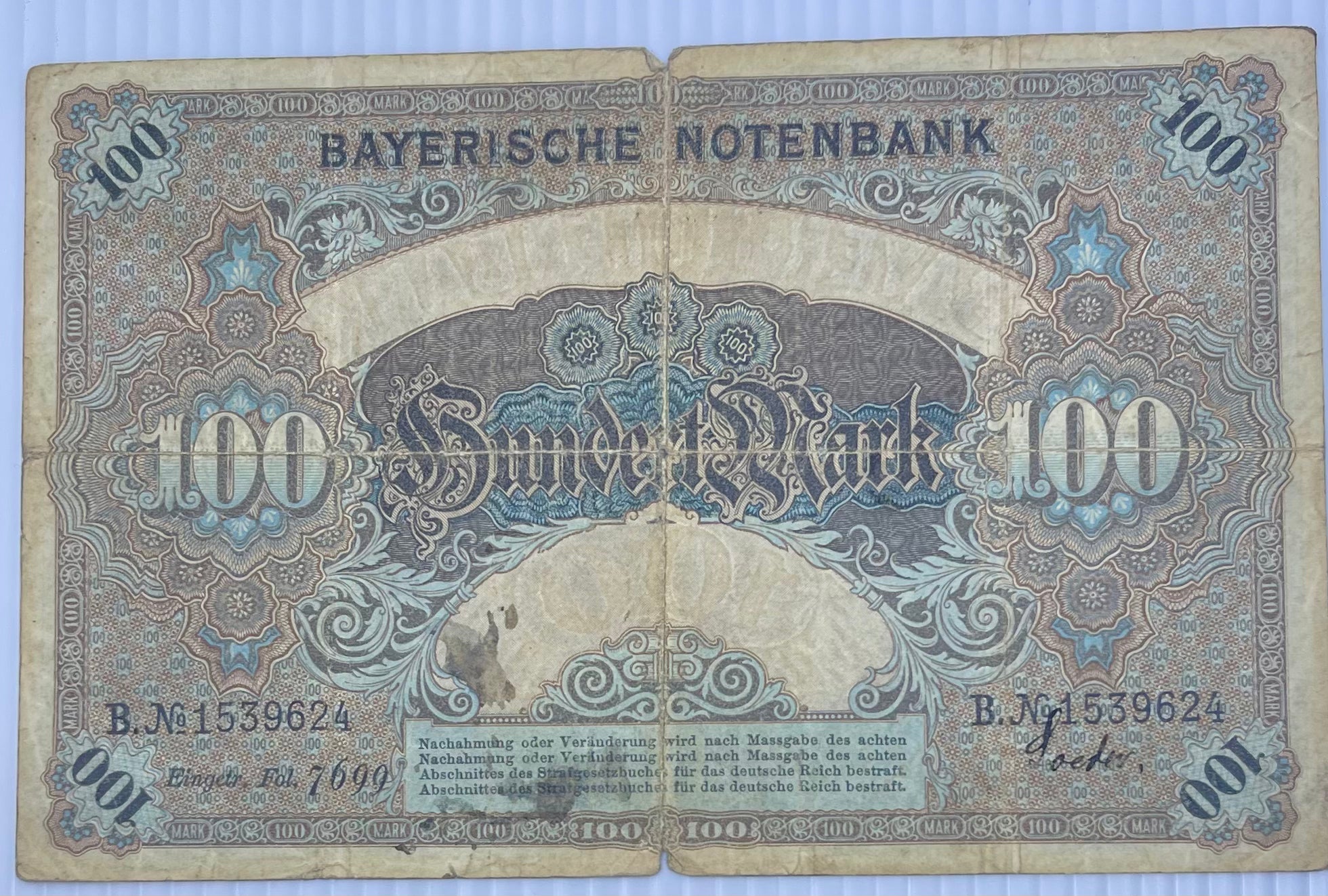 German States Bavaria 1900 100 Mark P-S922 Used Workd Banknote Cool Coins & Notes 