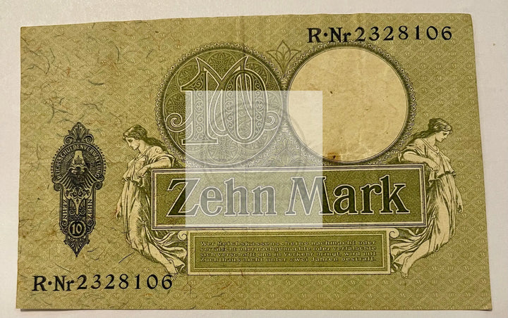 Germany 10 Mark Banknote, 1906, P-9, Used - Cool Coins & Notes