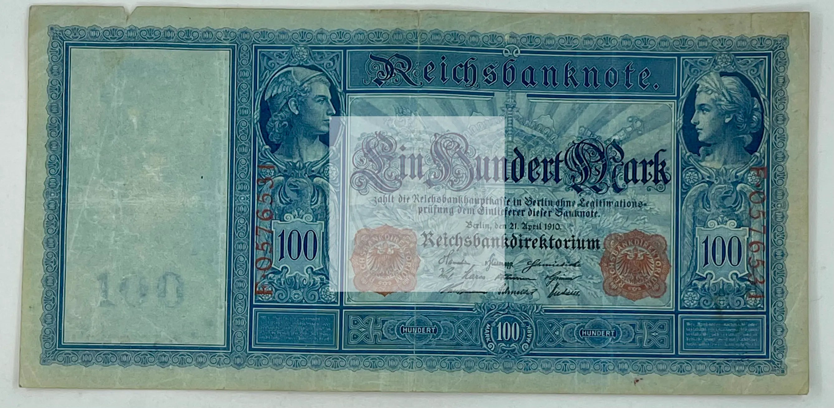 Germany 1910 100 Mark P-42a.2 banknote showcasing intricate pre-WWI design and German heritage