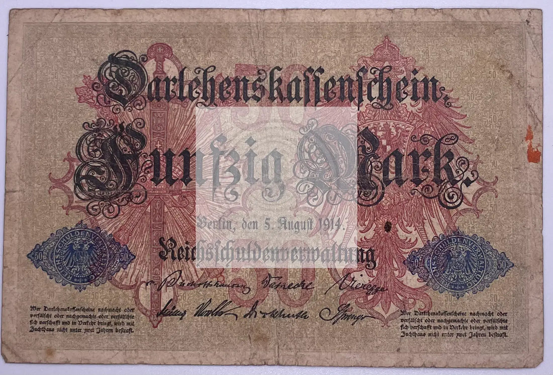 Germany 1914 50 Mark Circulated Banknote Pick 49b - Cool Coins & Notes