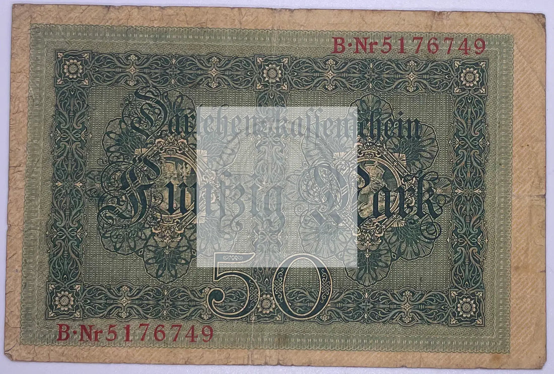 Germany 1914 50 Mark Circulated Banknote Pick 49b - Cool Coins & Notes