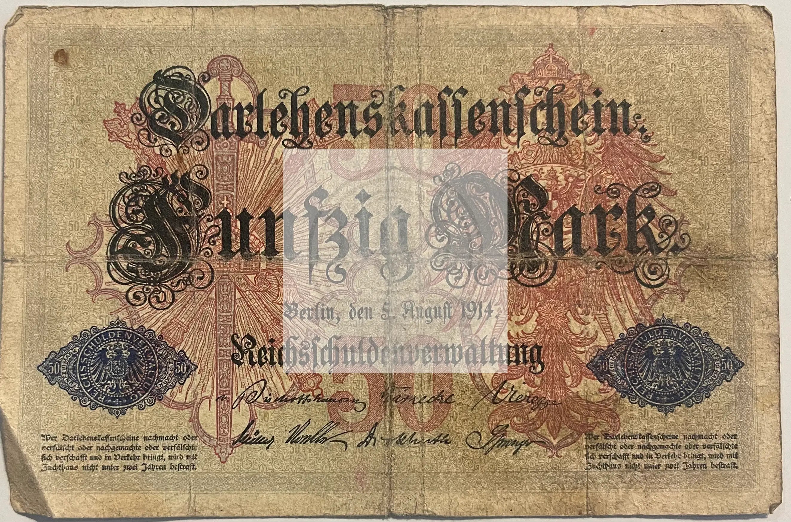 Germany 1914 50 Mark P-49 Used World Banknote From Lot - Cool Coins & Notes