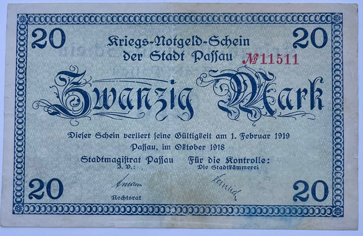 Germany 1918-19 20 Mark 409.03 Used Banknote Cool Coins & Notes 