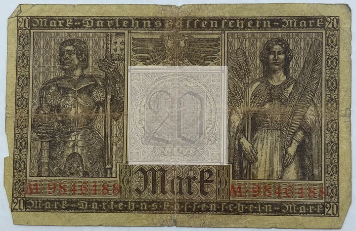 Germany 1918 20 Mark P-57, Used World Banknote Currency From Lot - Cool Coins & Notes