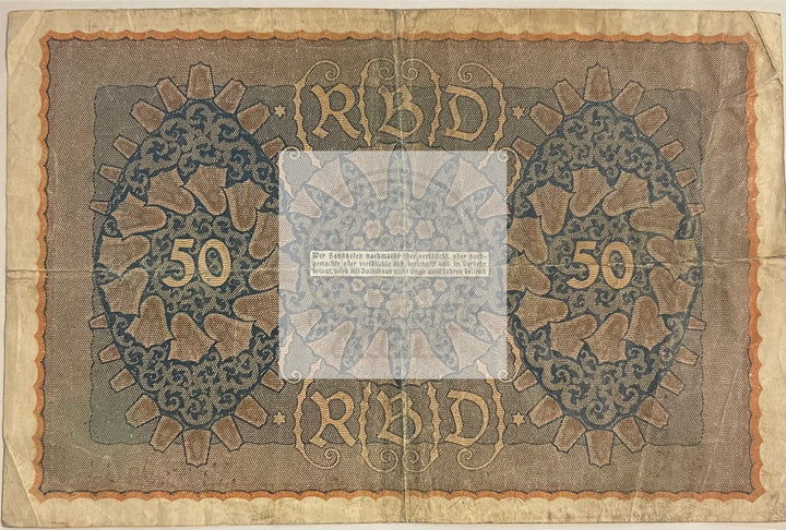 Germany 1919 50 Mark P-66 Used World Banknote Currency - Cool Coins & Notes