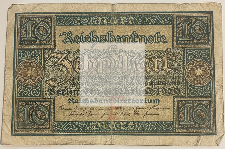 Germany 1920 10 Mark P-67a Used World Banknote Currency - Cool Coins & Notes