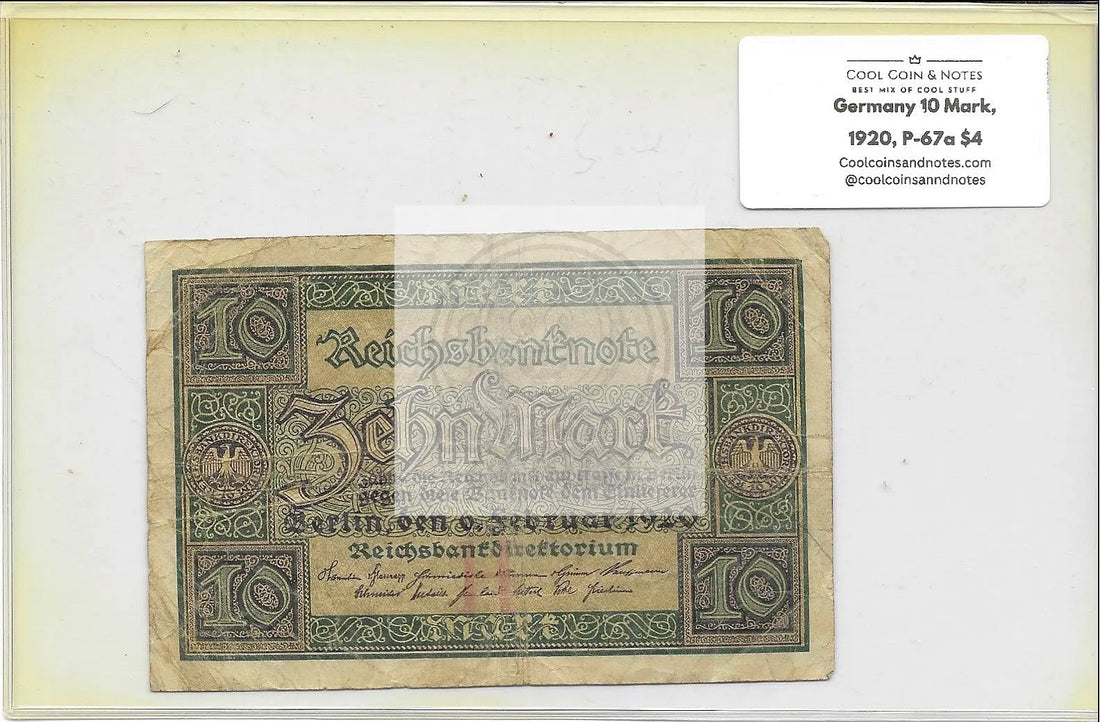 Germany 1920 10 Mark, P-67a, Used World Banknote - Cool Coins & Notes