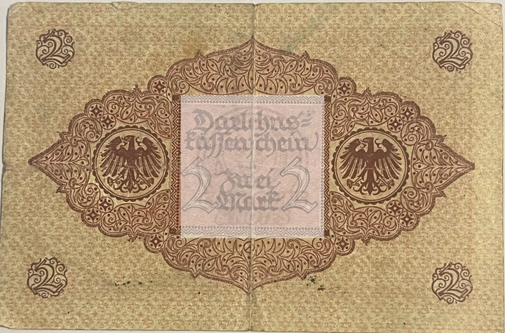 Germany 1920 2 Mark P59 Used World Banknote Currency - Cool Coins & Notes