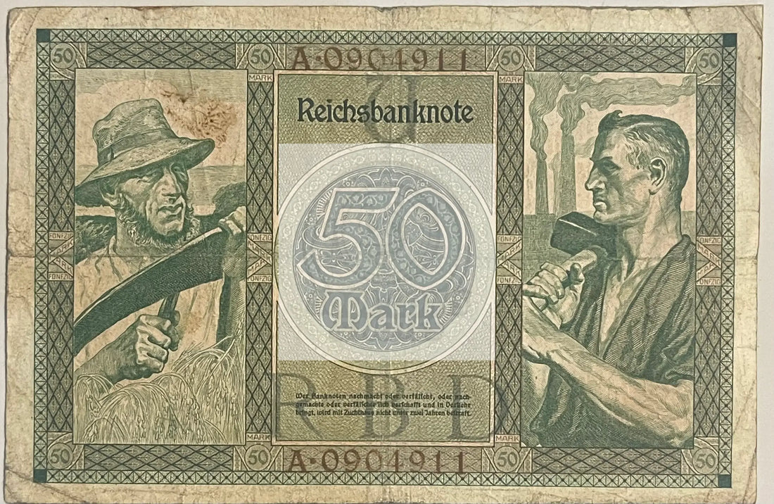 Germany 1920 50 Mark P-68, Used World Banknote Currency - Cool Coins & Notes