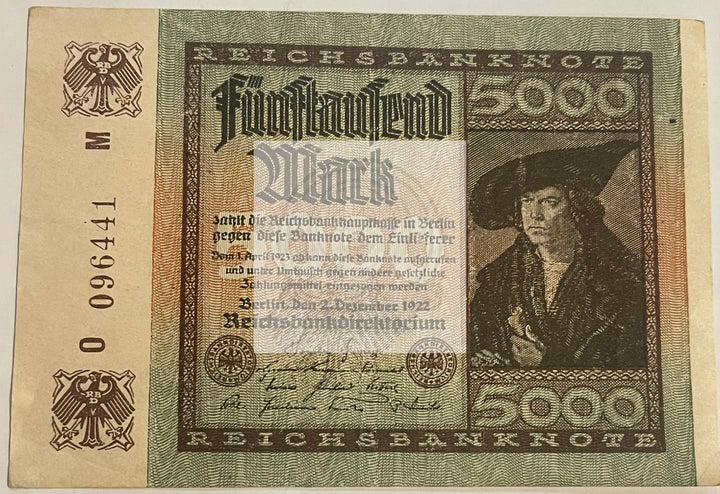 Germany 1922 5000 Mark P-81 Used World Banknote Currency - Cool Coins & Notes