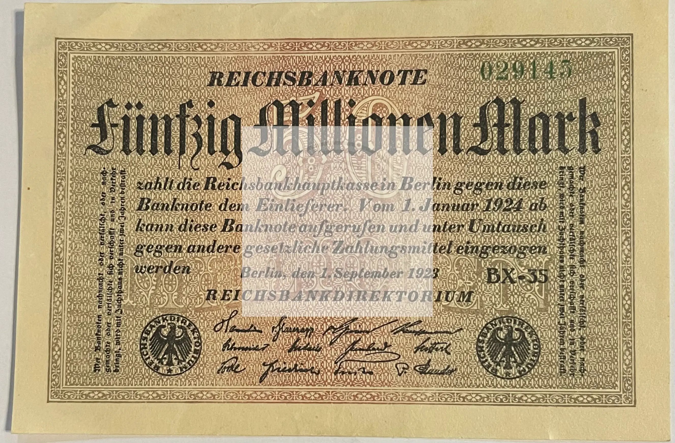 Germany 1923 50 Millionen Mark P109c AUNC, World Banknote Currency - Cool Coins & Notes