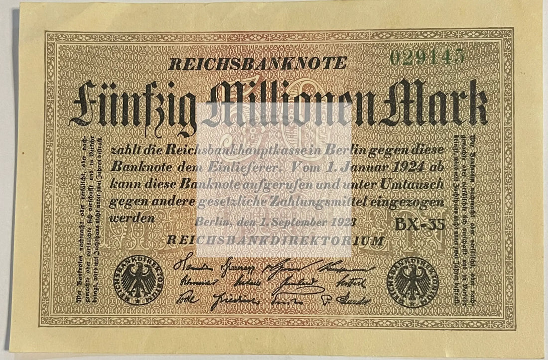 Germany 1923 50 Millionen Mark P109c AUNC, World Banknote Currency - Cool Coins & Notes