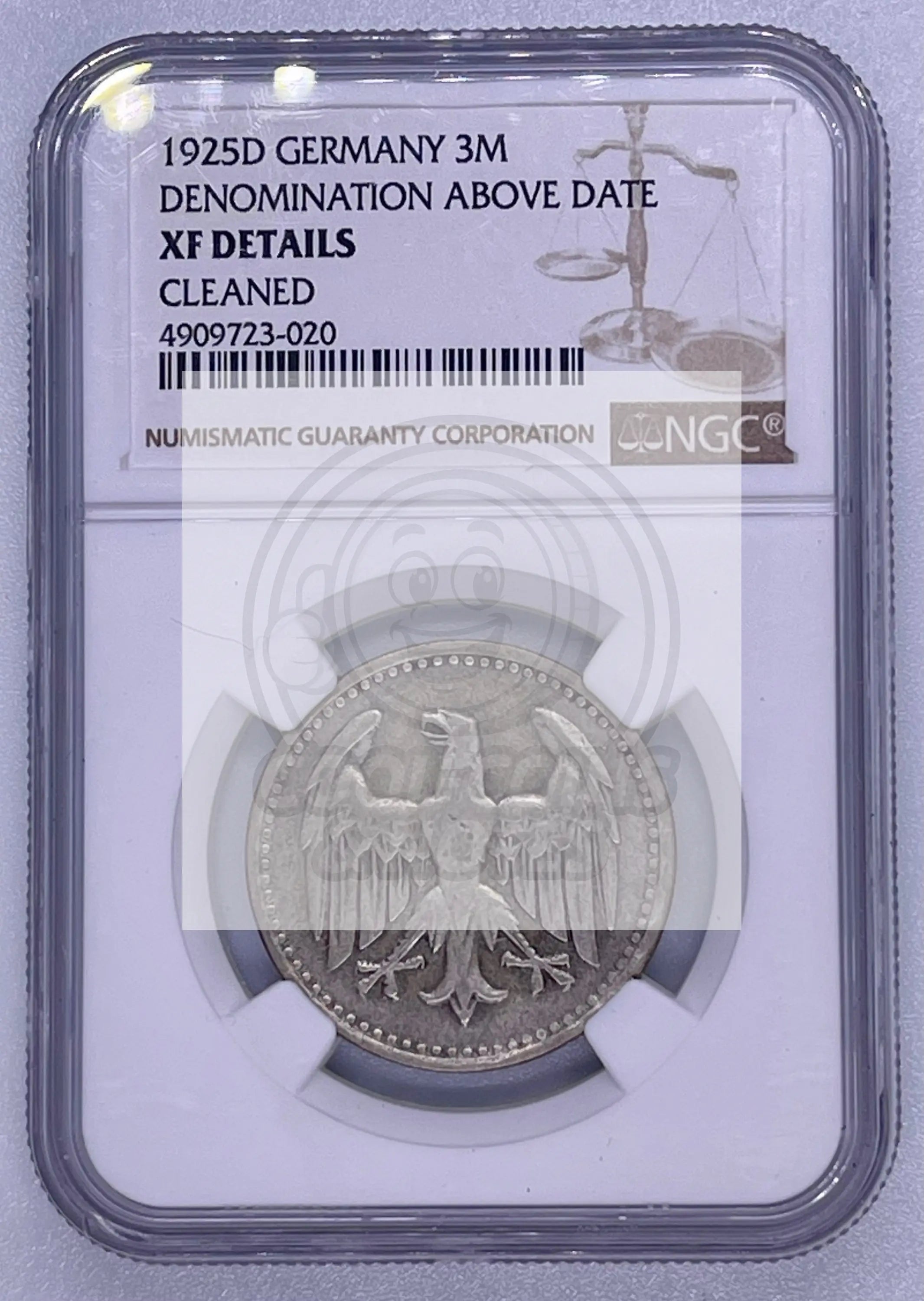 Germany- 1925-D 3 Mark- XF Details Cleaned NGC - Cool Coins & Notes