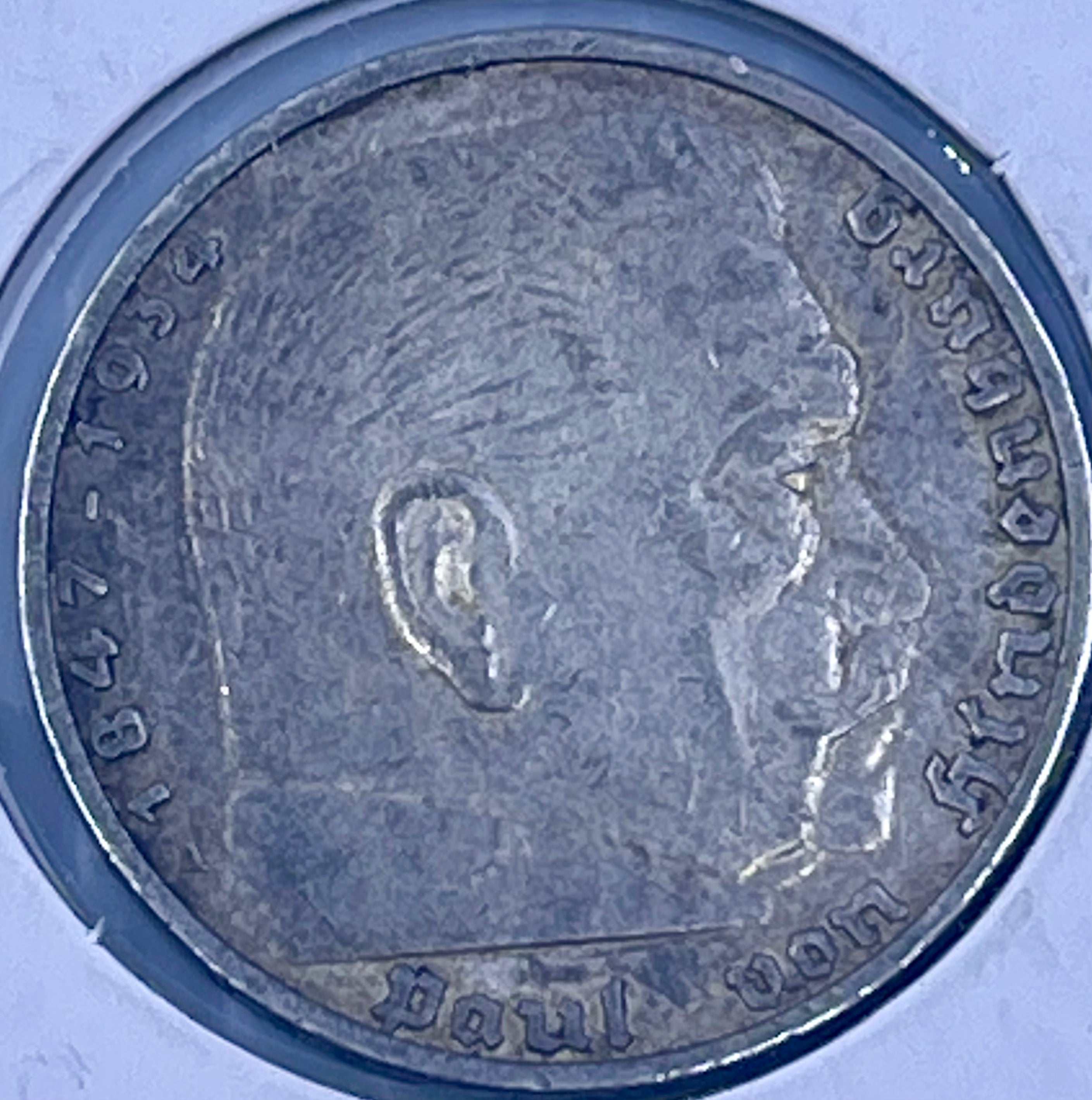 Germany 1936 A 5 Mark Third Reich WW2 .900 Silver KM86 Coon - Cool Coins & Notes