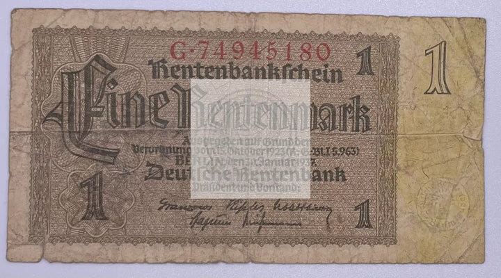 1937 Germany WW2 1 Mark P-173b Banknote, Used - Cool Coins & Notes