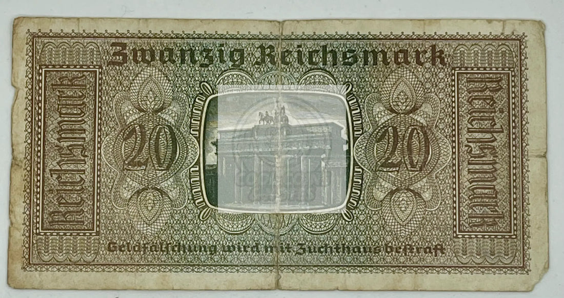Germany 1940 20 Reichmark WW2 P-R139, Used Banknote - Cool Coins & Notes