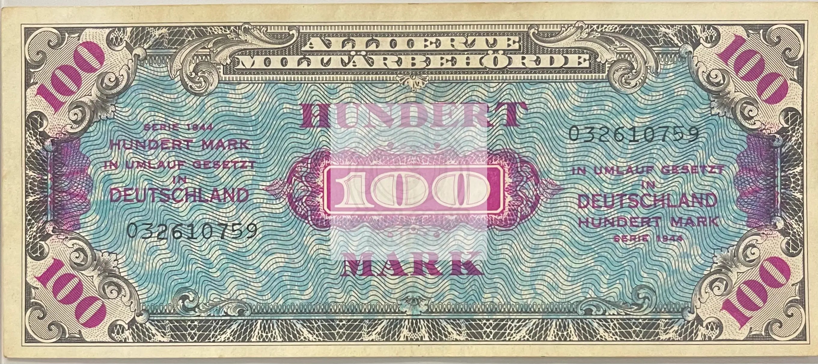 Germany 1944 100 Mark P-197b MPC WW2, Used World Banknote - Cool Coins & Notes
