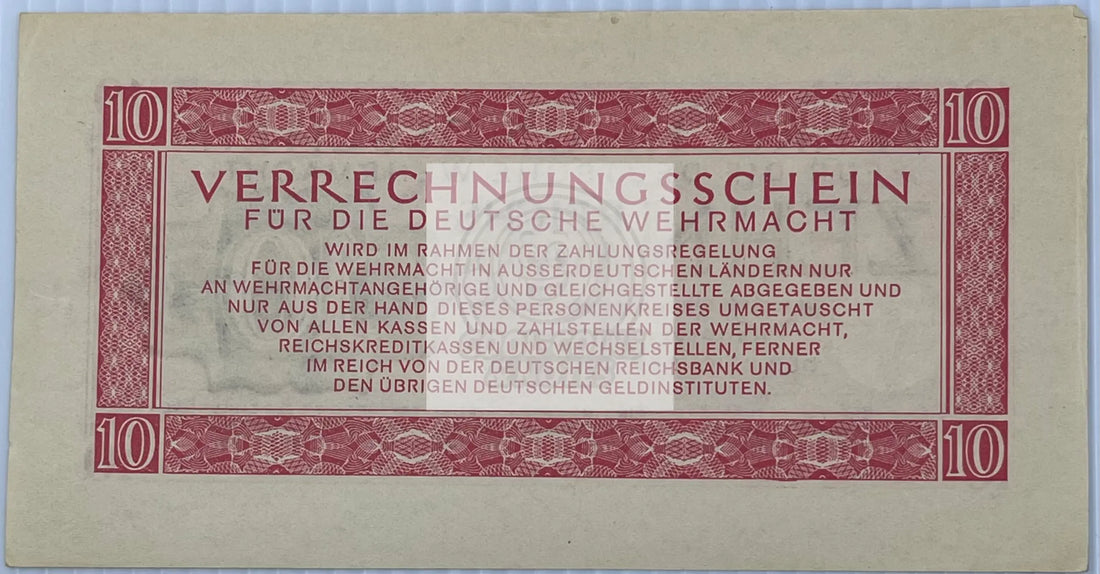 Germany 1944 10 Reichsmark P-M40 AU Wehrmacht WW2 Nazi AU World Banknote Currenc - Cool Coins & Notes