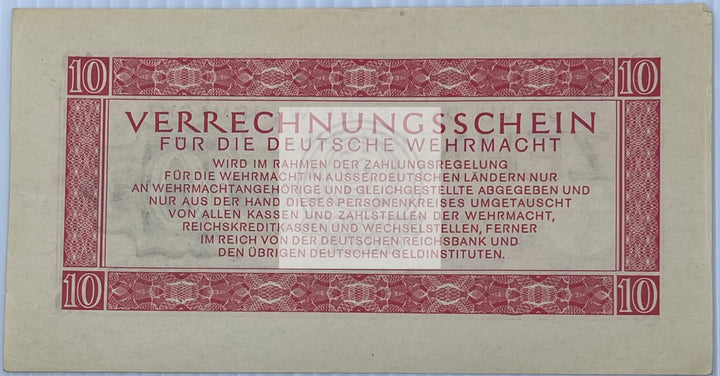 Germany 1944 10 Reichsmark P-M40 AU Wehrmacht WW2 Nazi AU World Banknote Currenc - Cool Coins & Notes