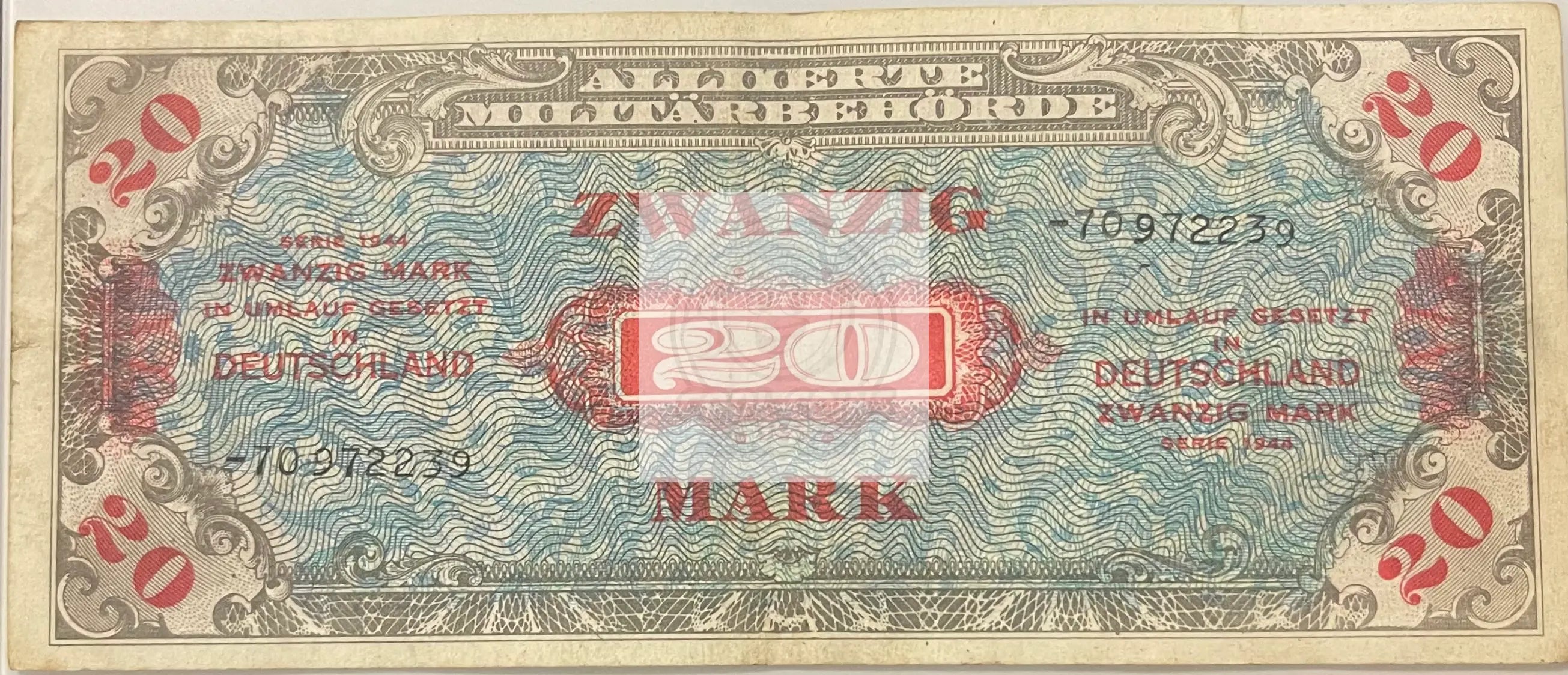 Germany 1944 20 Mark P-195 MPC WW2, Used World Banknote - Cool Coins & Notes