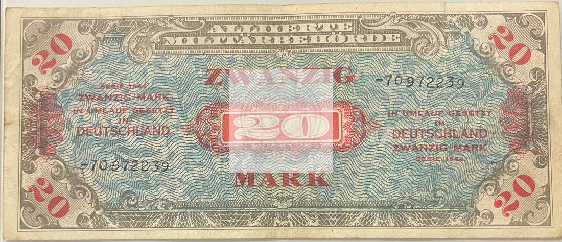 Germany 1944 20 Mark P-195 MPC WW2, Used World Banknote - Cool Coins & Notes