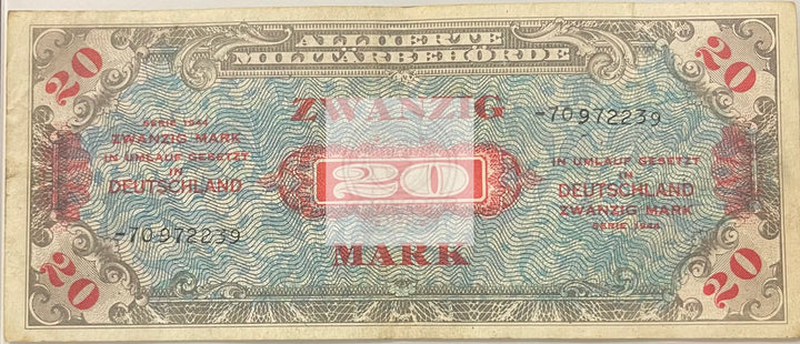 Germany 1944 20 Mark P-195 MPC WW2, Used World Banknote - Cool Coins & Notes