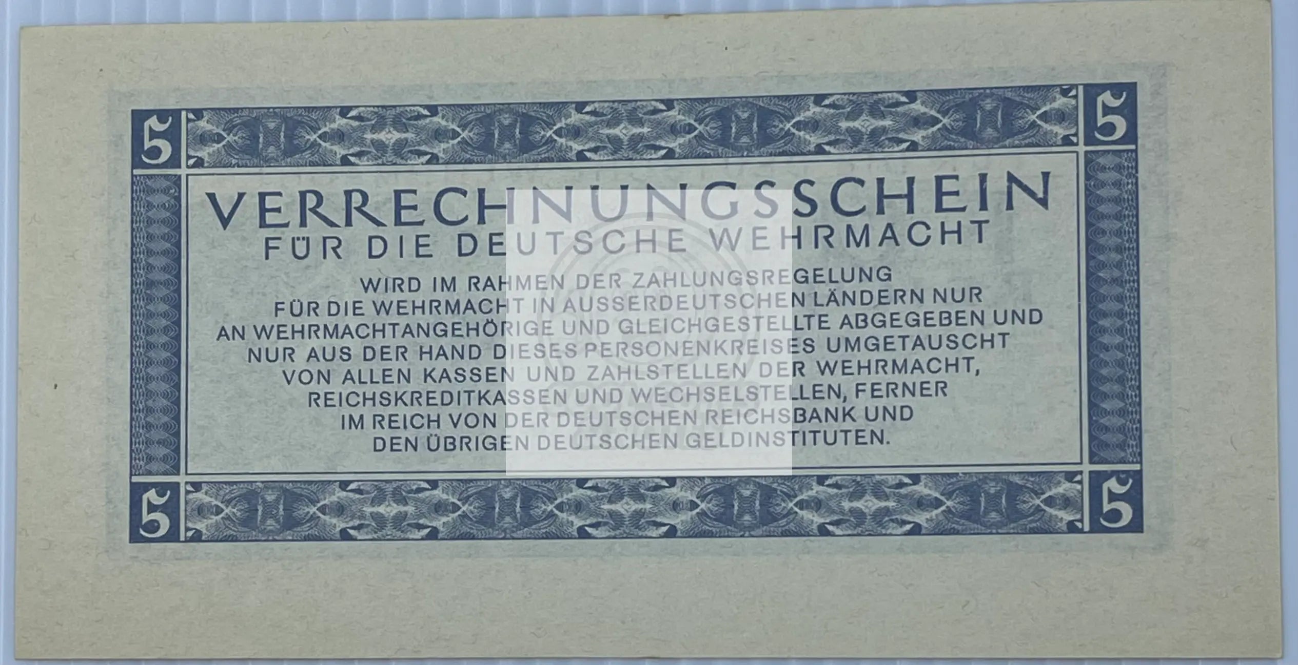 Germany 1944 5 Reichsmark P-M39 AU Wehrmacht WW2 Nazi AU World Banknote Currency - Cool Coins & Notes
