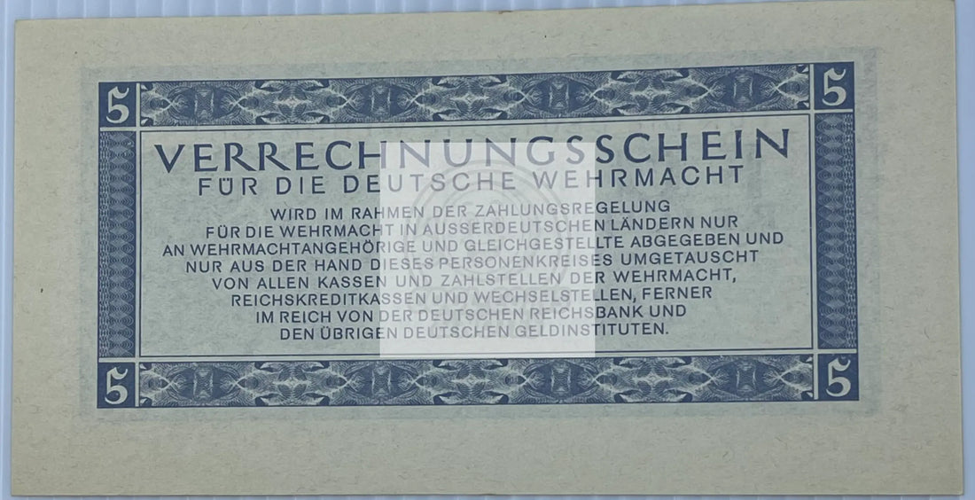 Germany 1944 5 Reichsmark P-M39 AU Wehrmacht WW2 Nazi AU World Banknote Currency - Cool Coins & Notes