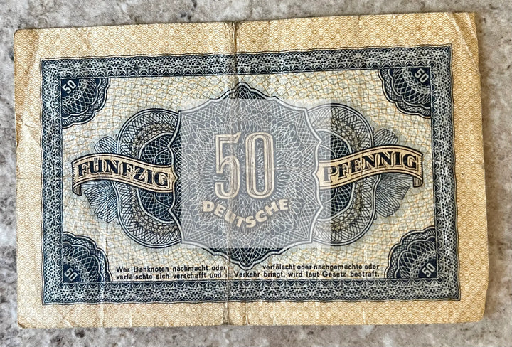 Germany 1948 50 Pfennig P-8 DDR Used World Banknote - Cool Coins & Notes