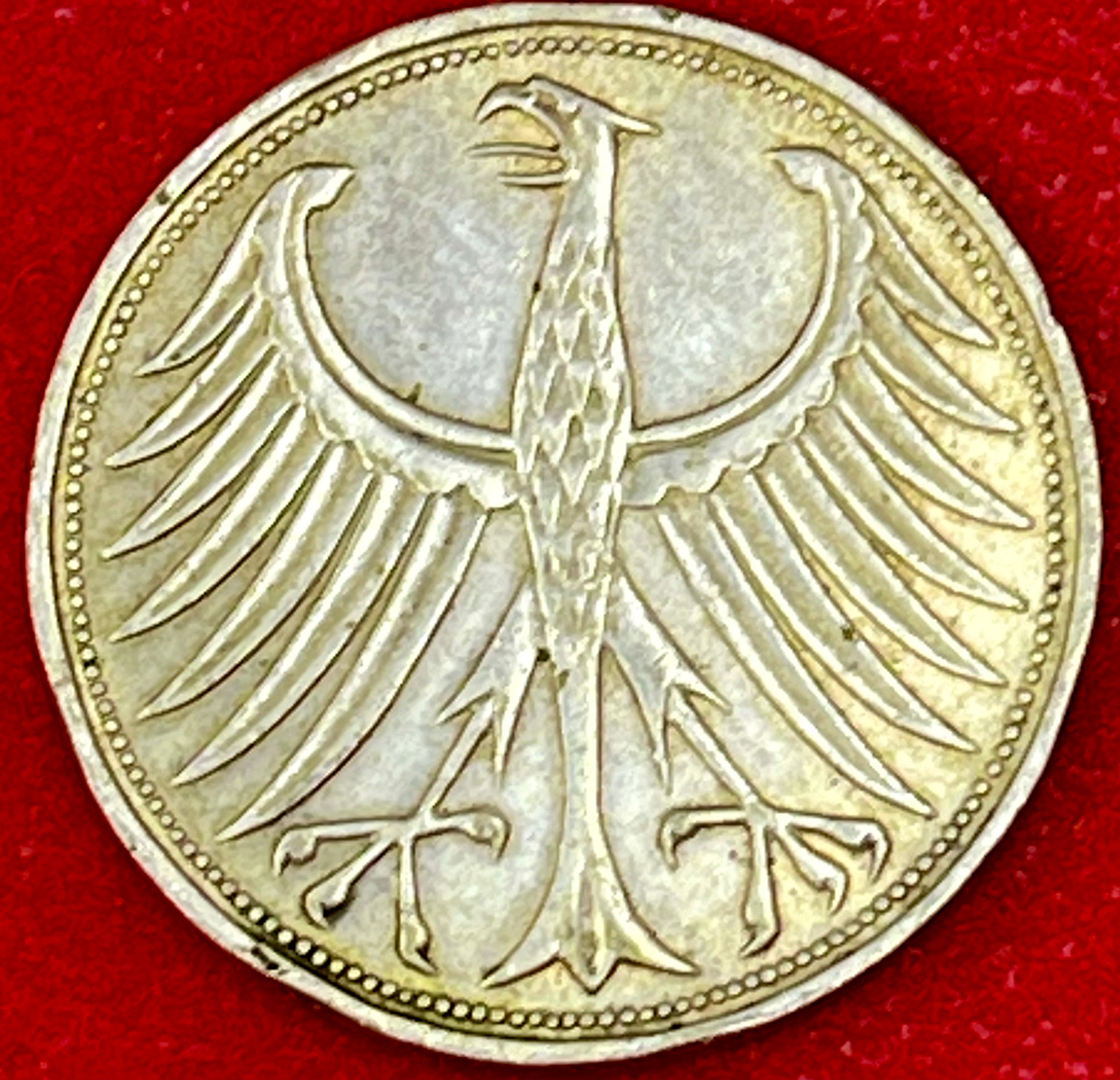 Germany 1957 J 5 MarkSilver Bundesadler Federal Eagle Hamburg Coin - Cool Coins & Notes