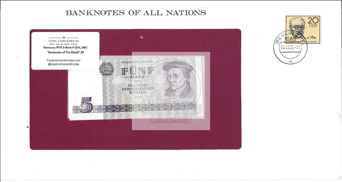 Germany 1975 5 Mark P-27b, UNC "Banknotes of The World" - Cool Coins & Notes