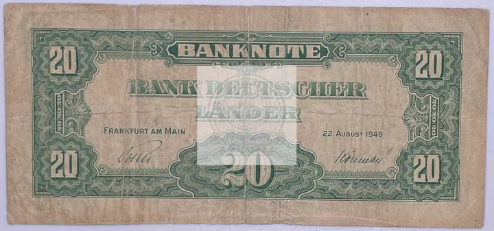 Germany 20 Mark 1949 Pick 17 - Cool Coins & Notes