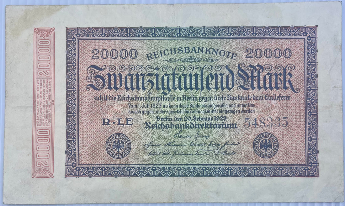 Germany 20000 Mark 1923 P -85 Used World Banknote - Cool Coins & Notes