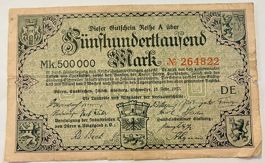 Germany Notgeld 1923 500,000 Mark 1140b, Circulated banknote