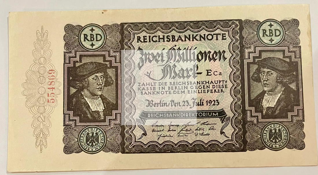 Germany Republic Treasury 2 Millionen Mark 1923 hyperinflation banknote P89a