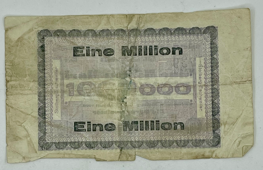 Germany / Stolberg 1 Million Mark  16.6.1923 Series A Banknote Ger.1 - Cool Coins & Notes