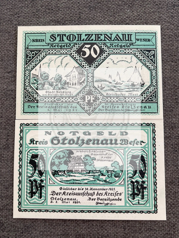 Germany, Stolzenau, 50 Pfenning, charpentier, 1921, UNC - Cool Coins & Notes