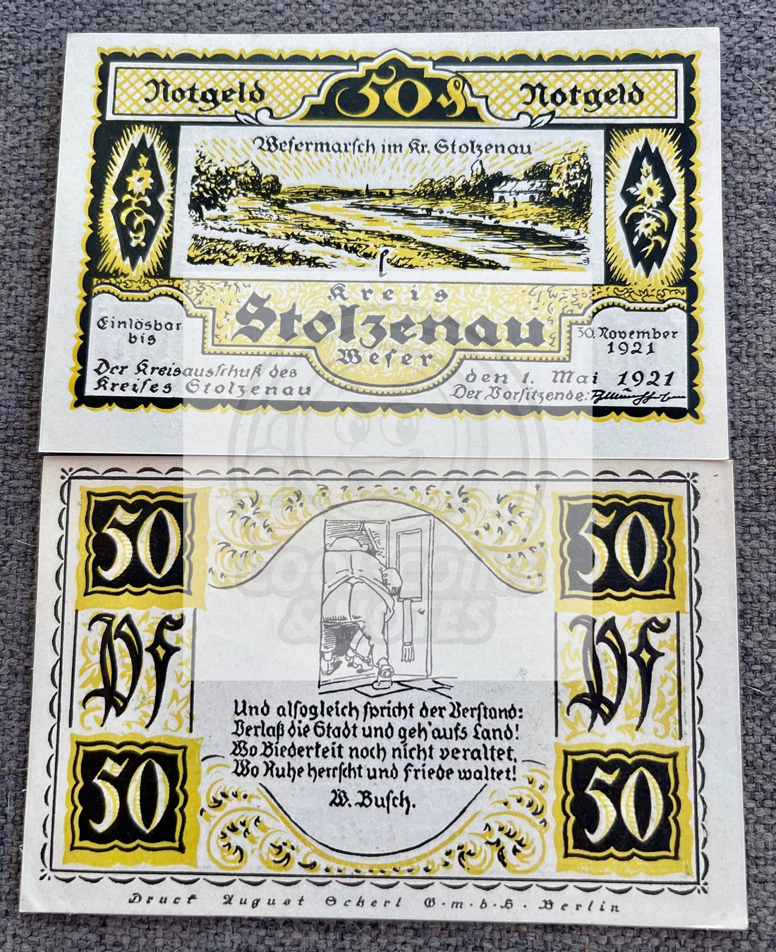 Germany, Stolzenau, 50 Pfenning, charpentier, 1921, UNC - Cool Coins & Notes