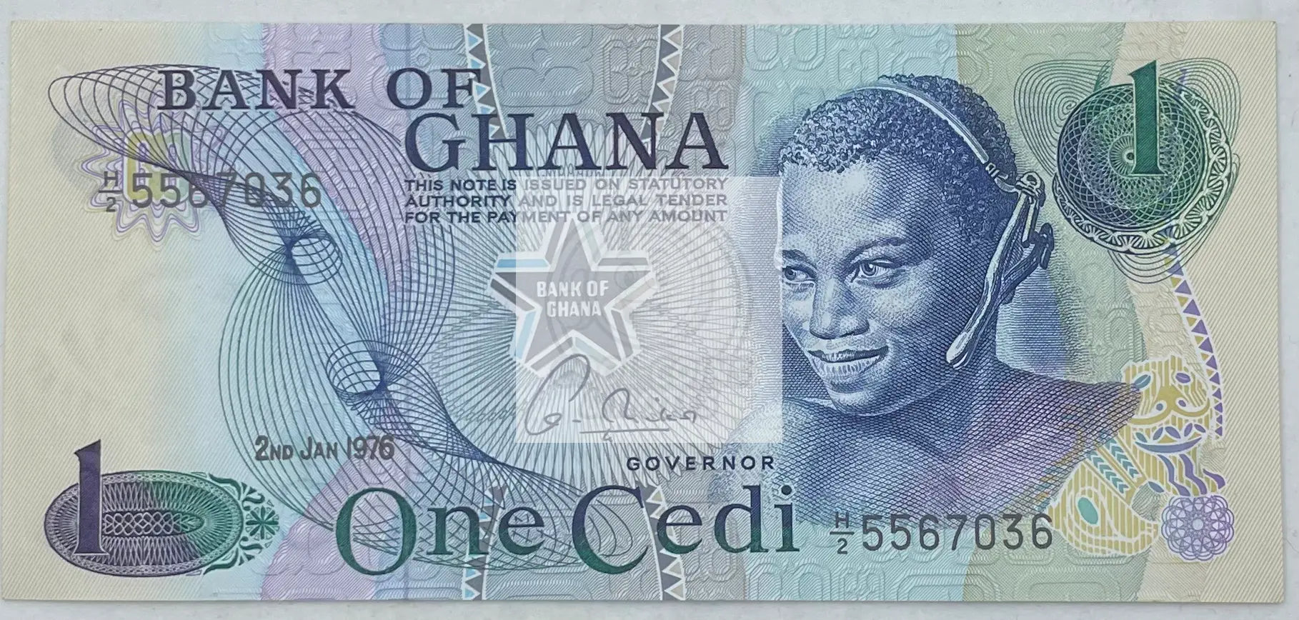 Ghana 1 Cedi 1976 P-13 (13c.1) UNC - Cool Coins & Notes