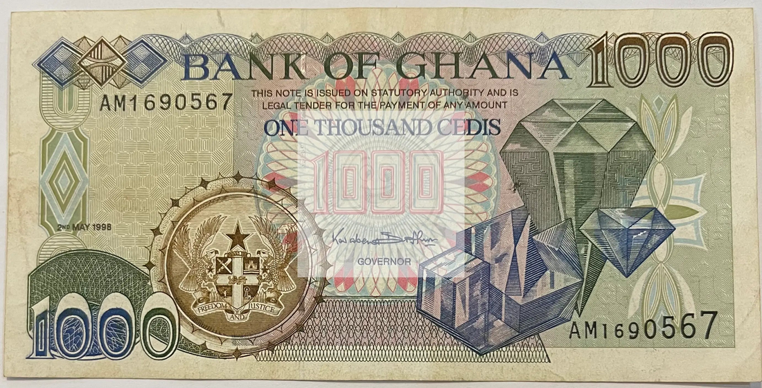 1986 Ghana 100 Cedis banknote featuring Kwame Nkrumah portrait and Akosombo Dam illustration