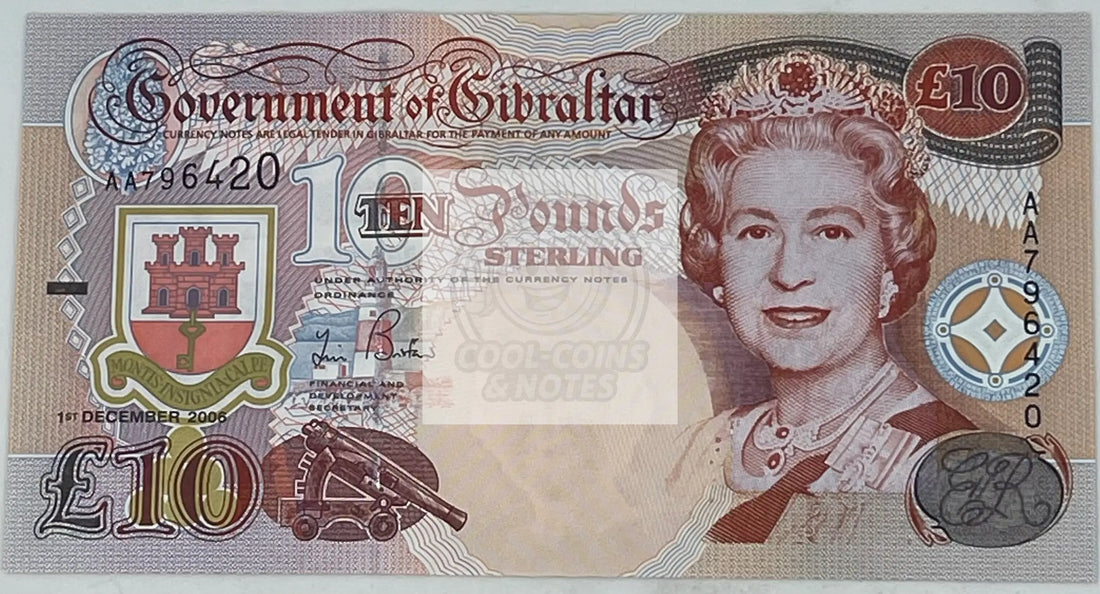 Gibraltar 2006 10 Pounds P-32a, UNC World Banknote - Cool Coins & Notes