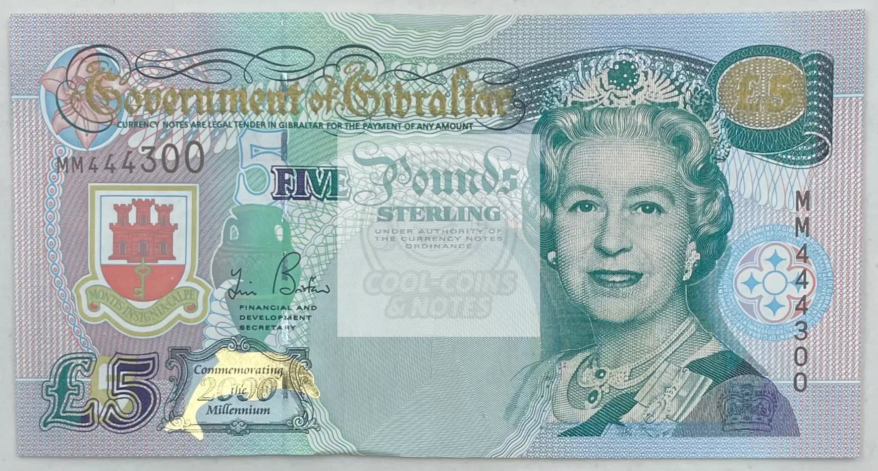 Gibraltar 5 Pounds Banknote, 2000, P-29, UNC, Commemorative - Cool Coins & Notes