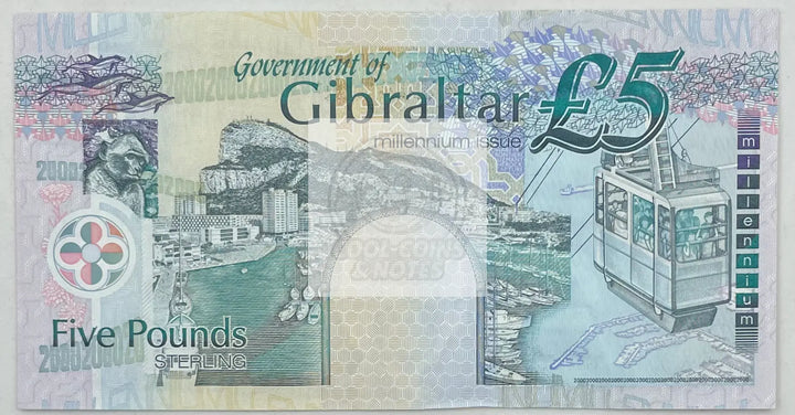 Gibraltar 5 Pounds Banknote, 2000, P-29, UNC, Commemorative - Cool Coins & Notes