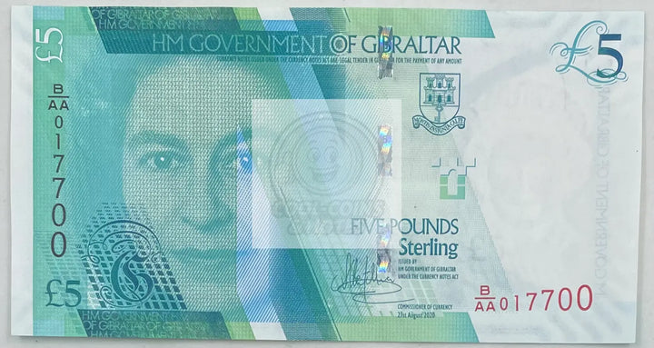 Gibraltar 5 Pounds Banknote, 2020, P-42, UNC - Cool Coins & Notes