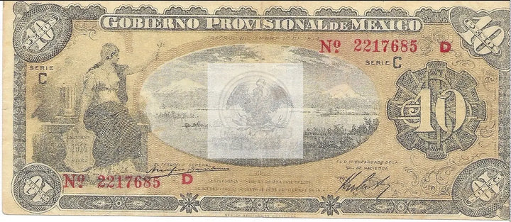 Gobierno Provisional De Mexico 1914 10 Pesos Banknote - Cool Coins & Notes
