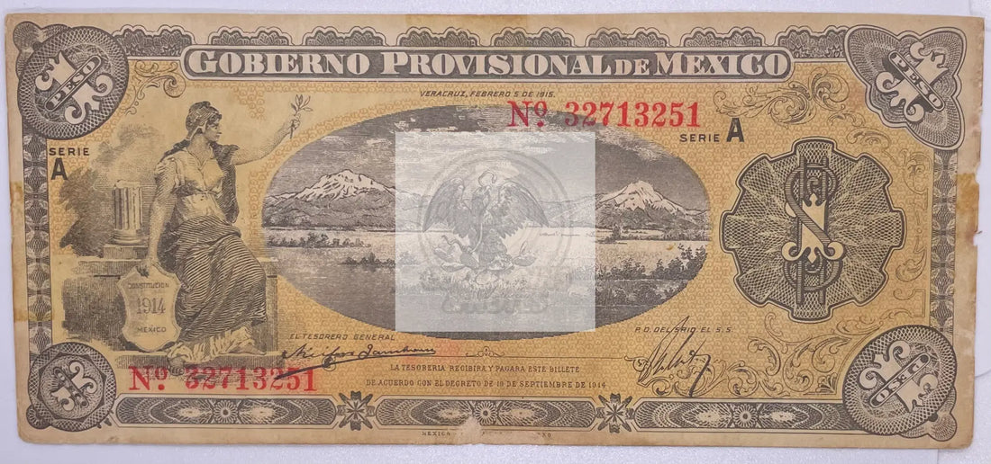 Gobierno Provisional De Mexico 1914 10 Pesos Banknote - Cool Coins & Notes