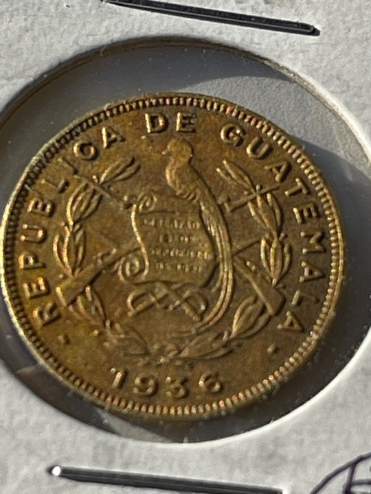 Guatemala 1 Centavo 1936 KM-249  Coin Beautiful